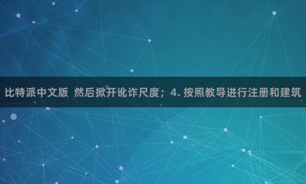 比特派中文版 然后掀开讹诈尺度;4. 按照教导进行注册和建筑